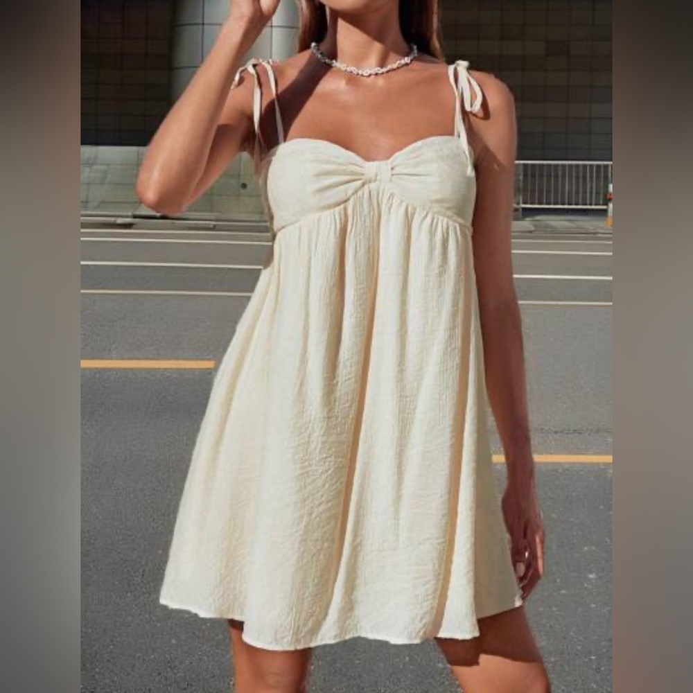 SHEIN Cream Spaghetti Strap Mini Sundress